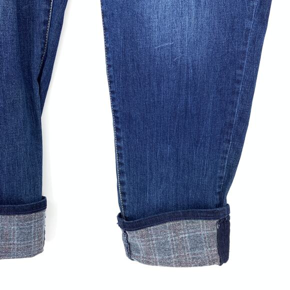 Lane Bryant Ankle Length Jeans Cuffed Flannel Lined Hem Size 16 Dark Wash Denim - Picture 4 of 6